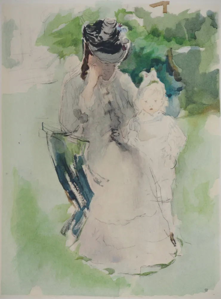 Lithografie Morisot - Mère et petite fille