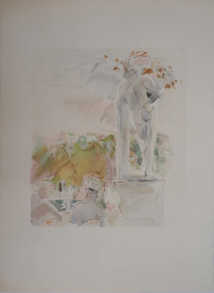 Lithografie Morisot - Sculptures au Au Jardin des Tuileries