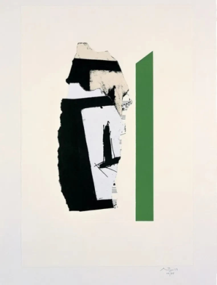 Lithografie Motherwell - In White with Green Stripe