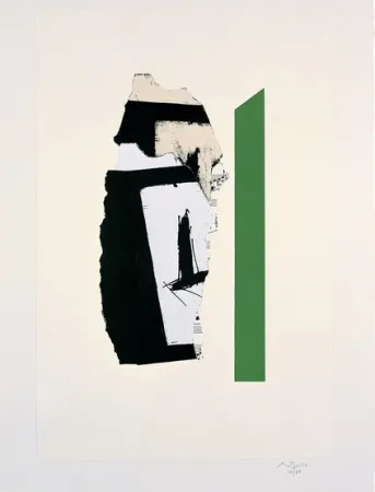 Lithografie Motherwell - In White with Green Stripe