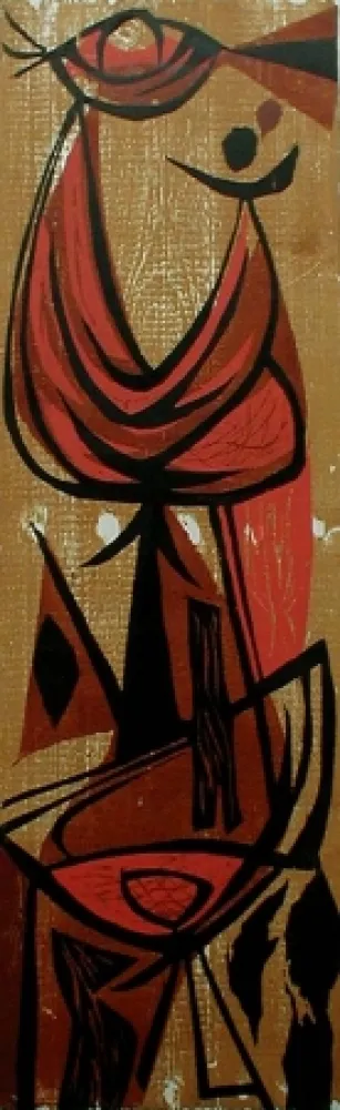 Houtsnede Moy - Girl Juggling