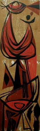 Houtsnede Moy - Girl Juggling