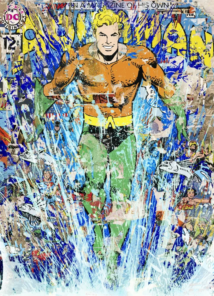 Zeefdruk Mr Brainwash - Aquaman