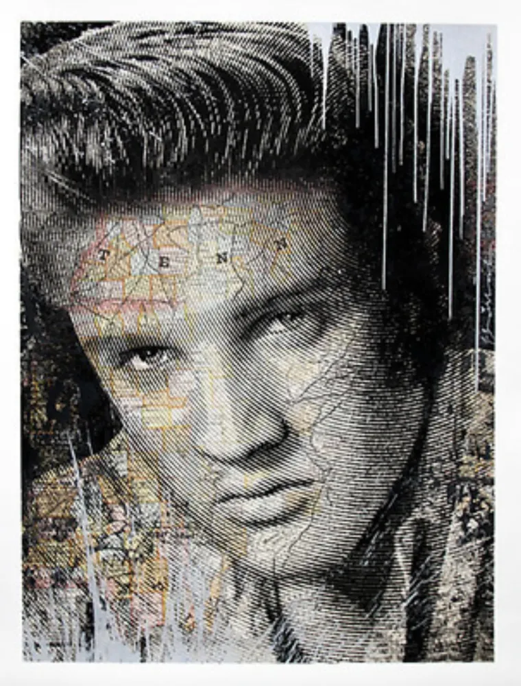 Zeefdruk Mr. Brainwash - Elvis – King of Rock Silver