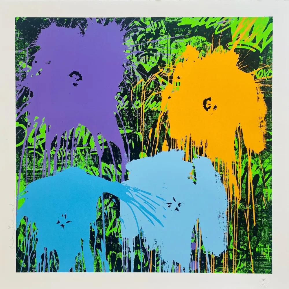 Zeefdruk Mr Brainwash - Flowarh$ (Variation Blue)