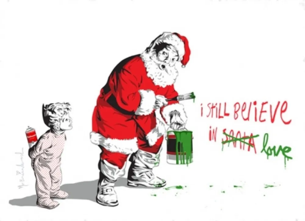 Zeefdruk Mr. Brainwash - I Still Believe in Love