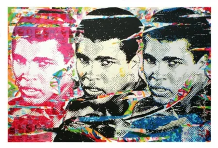 Zeefdruk Mr Brainwash - Muhammad Ali – The Champ