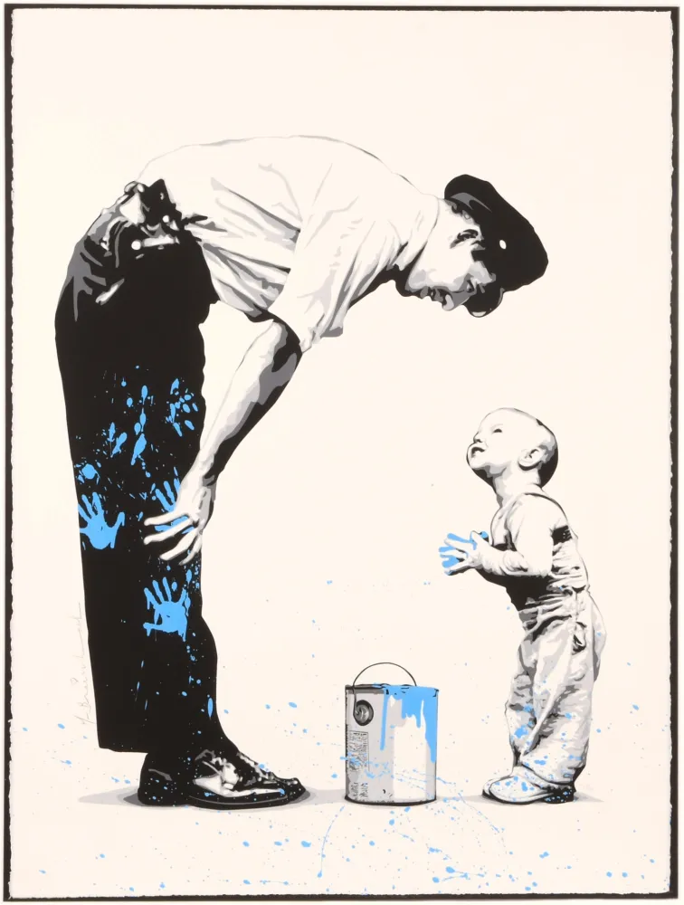 Zeefdruk Mr Brainwash - Not Guilty (Blue)
