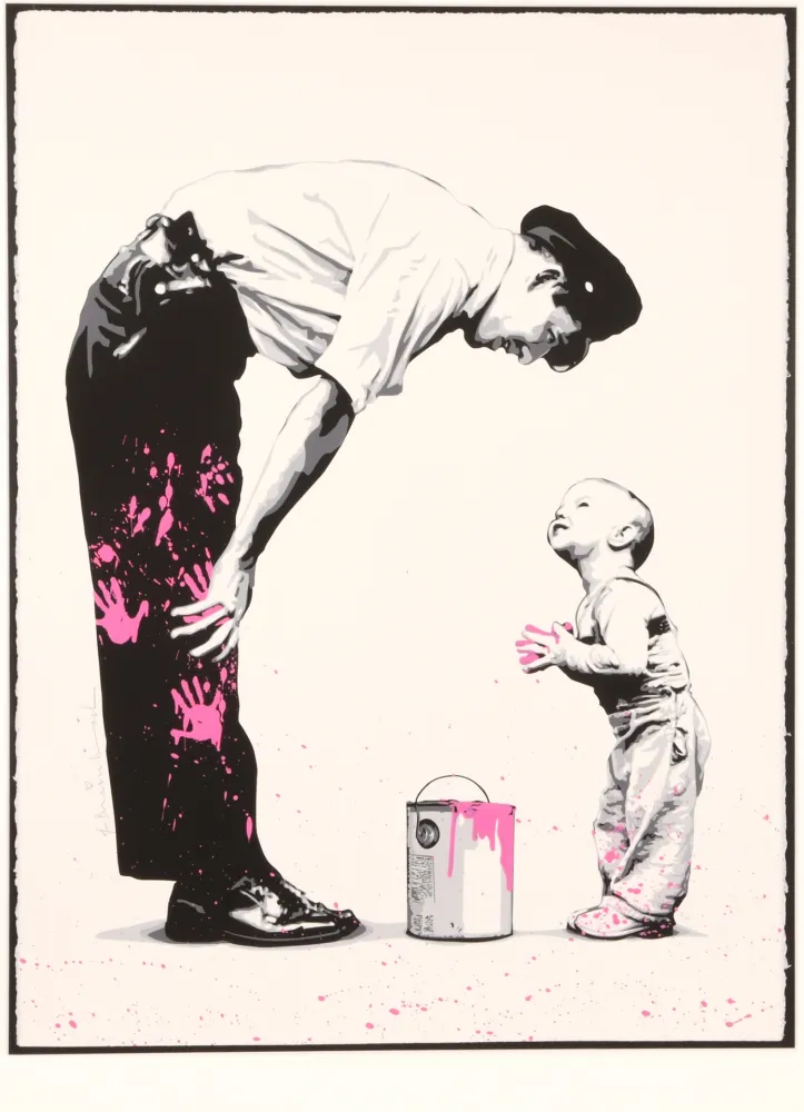 Zeefdruk Mr Brainwash - Not Guilty (Pink)