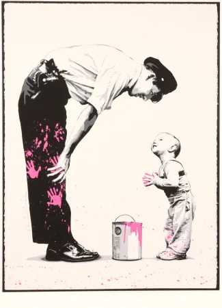 Zeefdruk Mr Brainwash - Not Guilty (Pink)