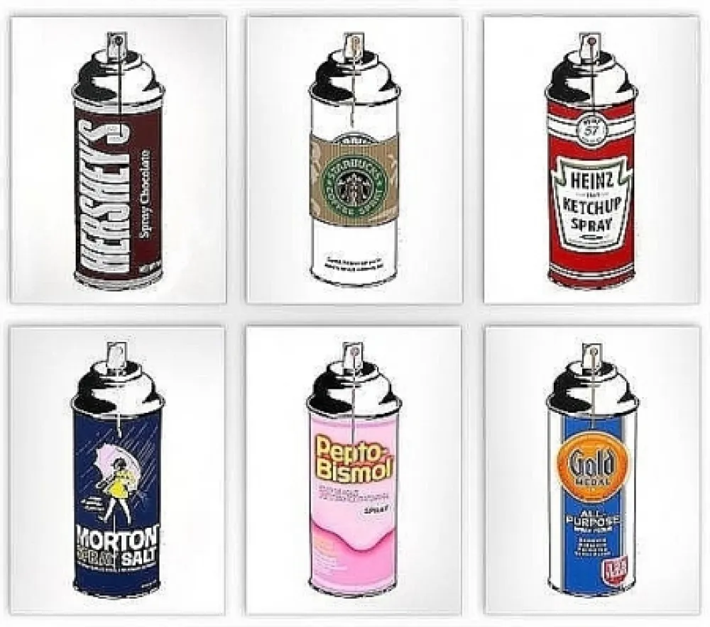 Zeefdruk Mr. Brainwash - Spray Cans - Portfolio of 6 prints
