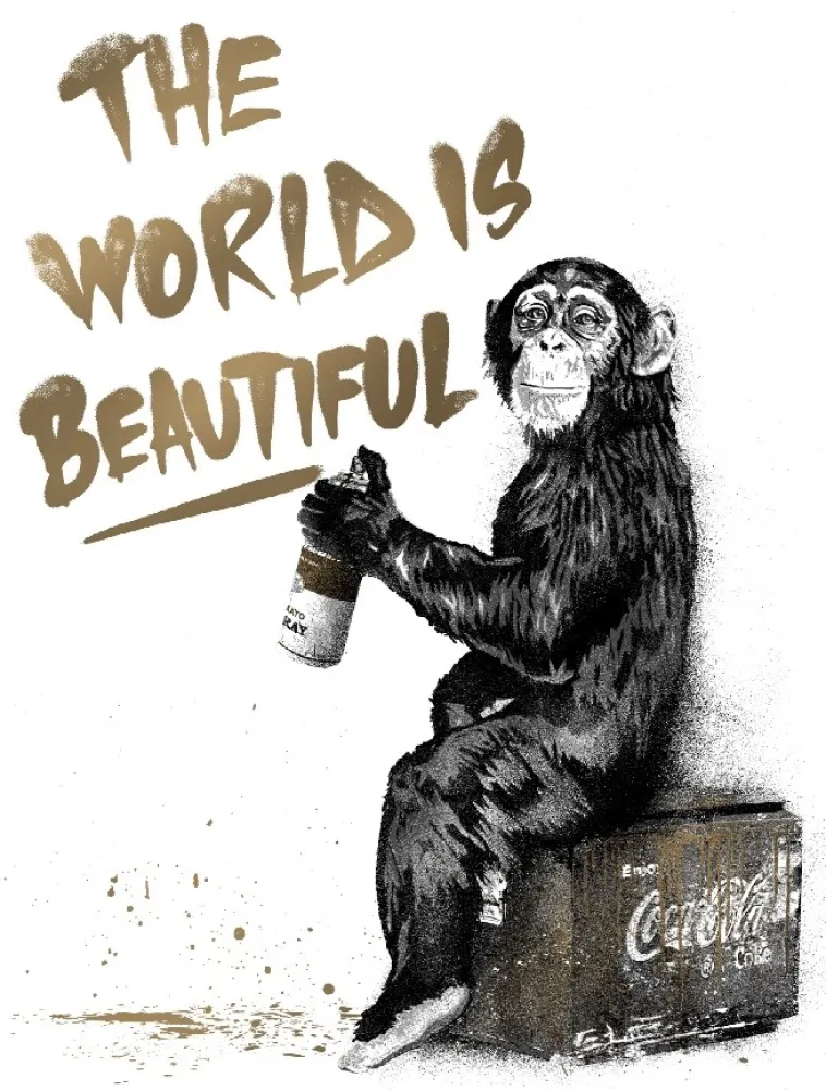 Zeefdruk Mr Brainwash - The World Is Beautiful