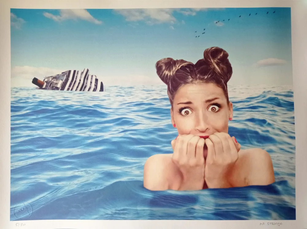 Lithografie Mr. - Mr. Strange (Jean-Marie Gitard)  - Shipwreck, Hand-signed lithograph