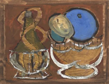 Geen Techniek Mualla - Bouteille et coupe de fruit