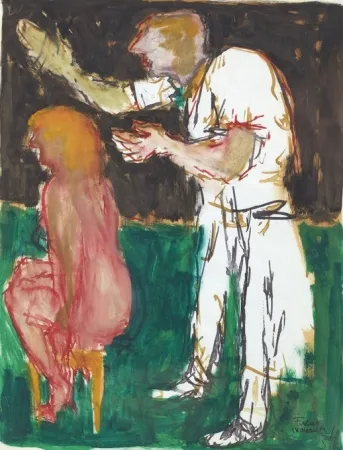 Geen Techniek Mualla - Femme en rose chez le coiffeur 