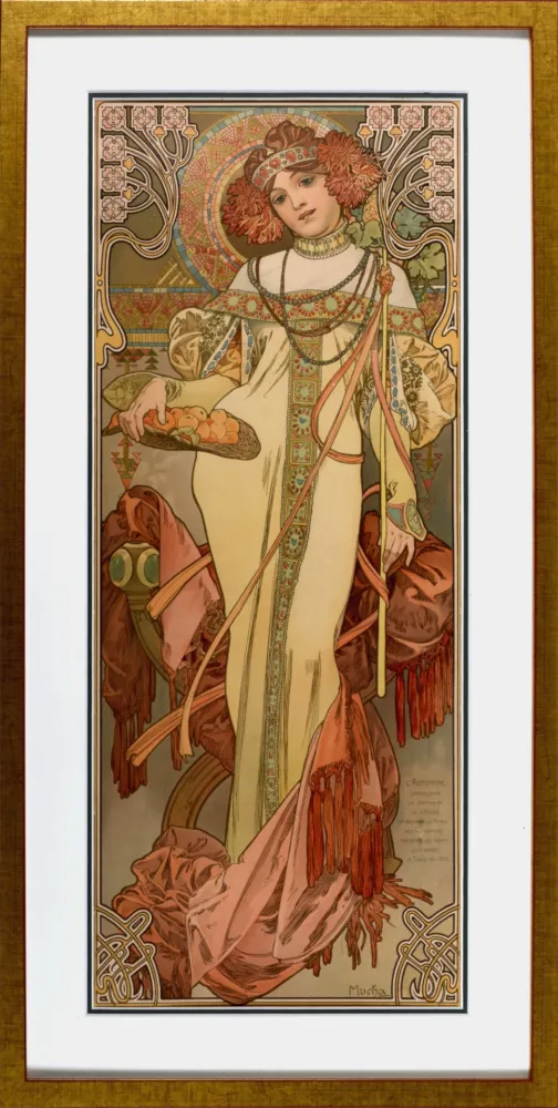 Lithografie Mucha - Automne, 1897 - Framed!