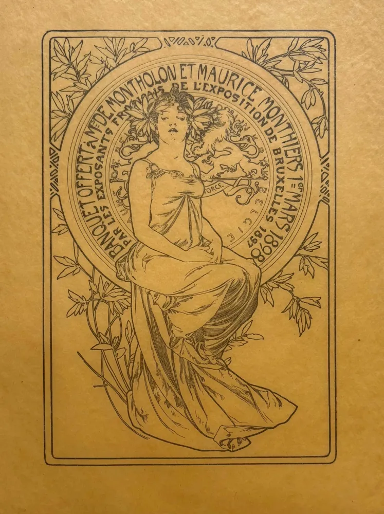 Lithografie Mucha - Banquet offert à Mr De Montholon et Maurice Monthiers, 1er mars 1898