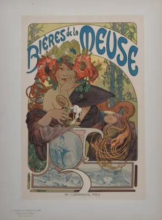 Lithografie Mucha - Bières de la Meuse, Les Maîtres de l'Affiche, 1899