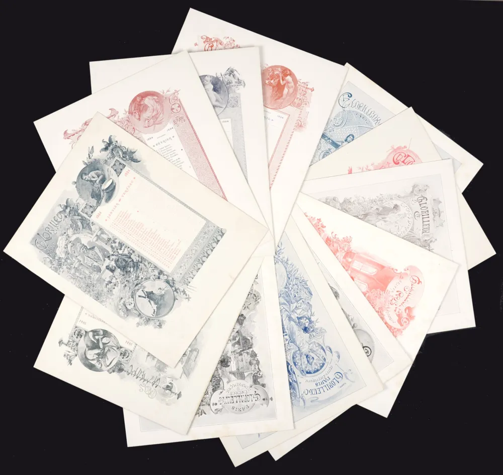 Lithografie Mucha - Ch LORILLEUX Calendar for 1894 - Complete Set of 12 Months