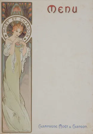 Lithografie Mucha - Champagne Moët & Chandon Menu, 1899
