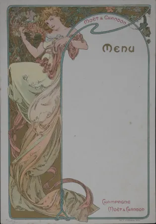 Lithografie Mucha - Champagne Moët & Chandon Menu, 1899
