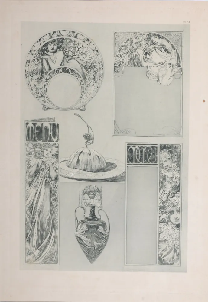 Lithografie Mucha - Documents Décoratifs - PLATE 34, 1902 