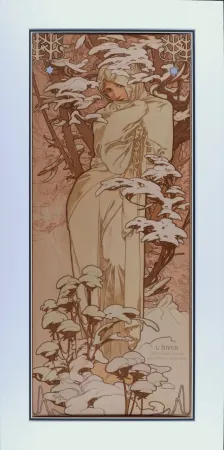 Lithografie Mucha - Hiver, 1897 - Framed!