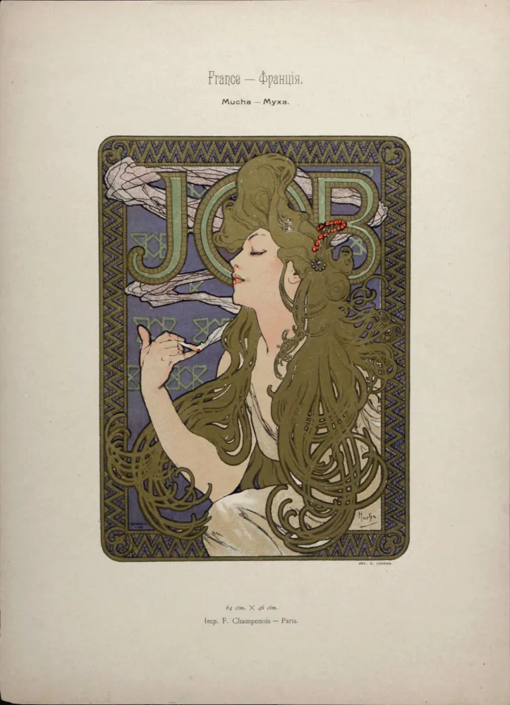 Lithografie Mucha - Job, 1897 - Scarce original lithograph with gold ink!