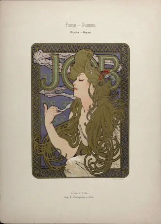 Lithografie Mucha - Job, 1897 - Scarce original lithograph with gold ink!