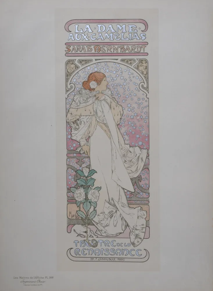 Lithografie Mucha - La Dame aux Camélias (Sarah Bernhardt) - Les Maîtres de l'Affiche, 1898