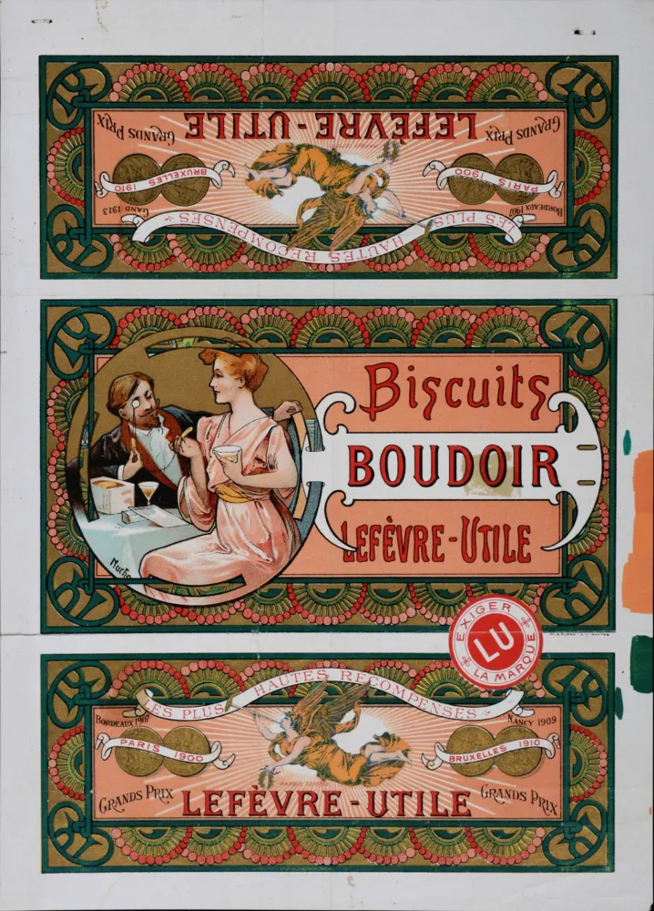 Lithografie Mucha - Lefèvre-Utile, Biscuits Boudoirs, c. 1900