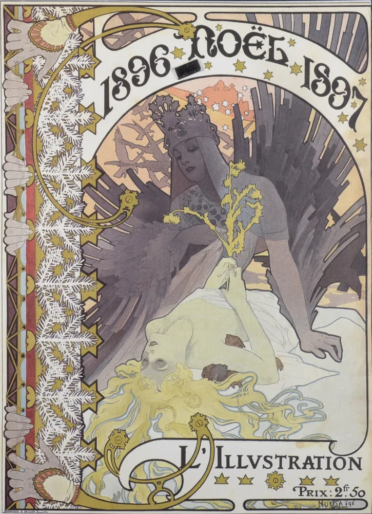 Lithografie Mucha - L'Illustration magazine: cover for Christmas 1896/1897, (1896)