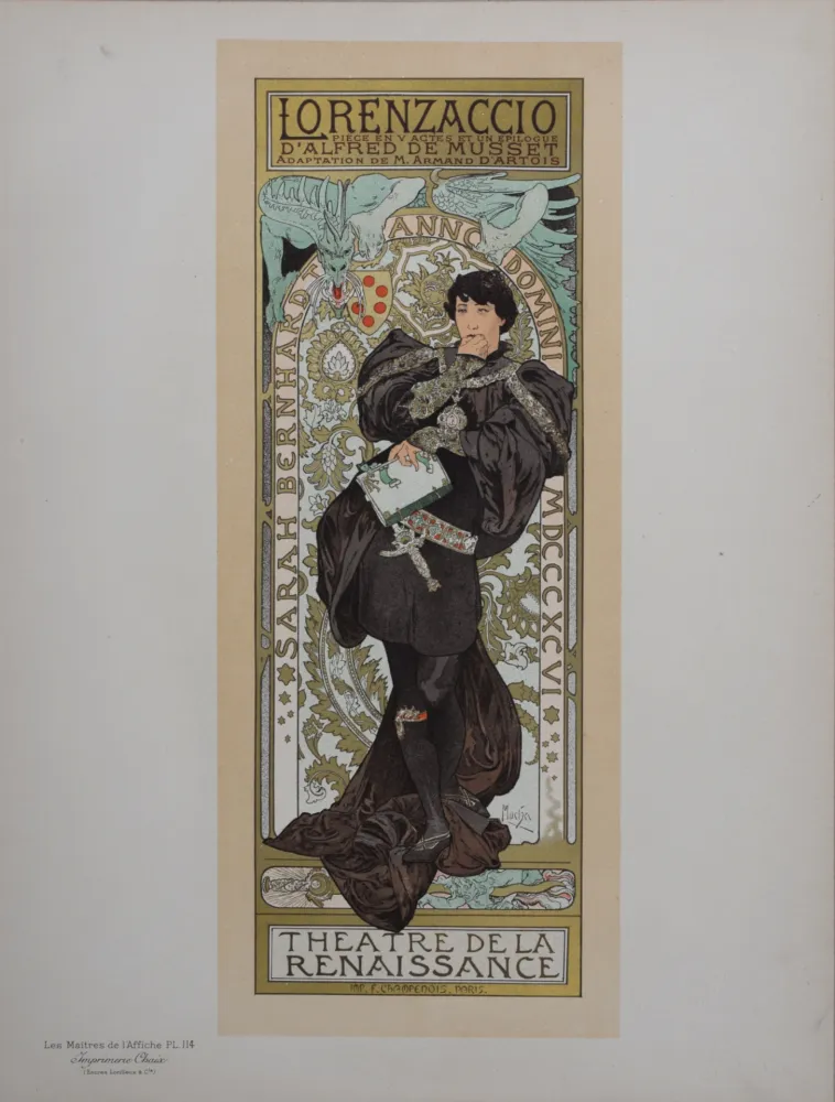 Lithografie Mucha - Lorenzaccio, Les Maitres de L’Affiche, 1898