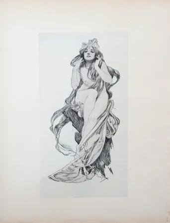 Lithografie Mucha - Nu assis, 1898