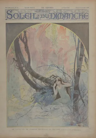 Lithografie Mucha - Soleil du Dimanche : Le Carillon de Pâques réveille la nature, 1896
