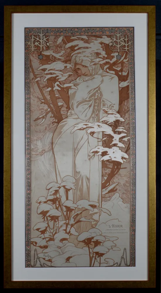 Lithografie Mucha - The Seasons : Winter, 1900