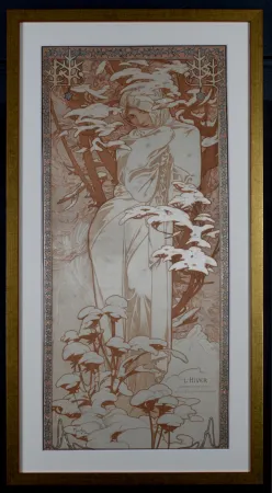 Lithografie Mucha - The Seasons : Winter, 1900