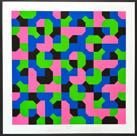 Zeefdruk Munari - Bruno Munari (1907–1998) – Peano Curves – Screen print on Fabriano paper – 1991