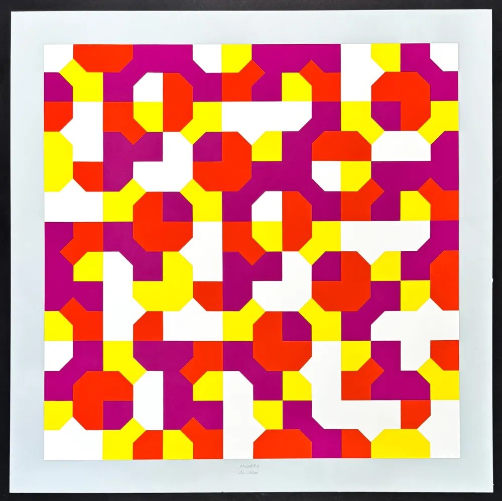 Zeefdruk Munari - Bruno Munari (1907–1998) – Peano Curves – Screen print on Fabriano paper – 1991