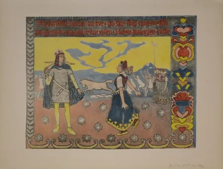 Lithografie Munthe - Myllardottri dansar...