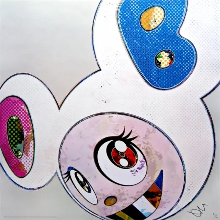 Lithografie Murakami - And Then x6 (White: The superflat method, pink and blue ears)