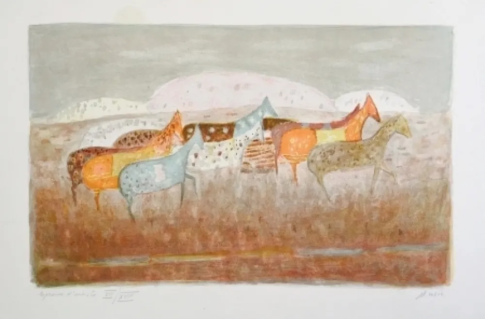 Lithografie Music - Cavalli que passano 