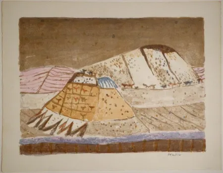 Lithografie Music - Paysage Ombrien / Umbrische Landschaft