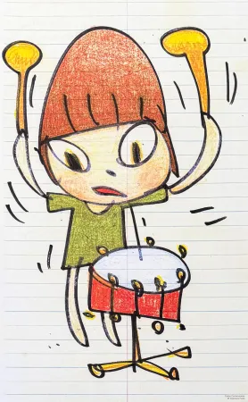 Lithografie Nara - Yoshitomo Nara (1959) - Banging the Drum - lithograph on paper - 2020