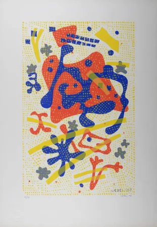 Zeefdruk Nebel - Composition, 1957 - Hand-signed