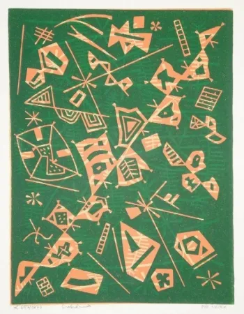 Linosnede Nebel - Farbiger Linolschnitt (Werknummer 657/1973)