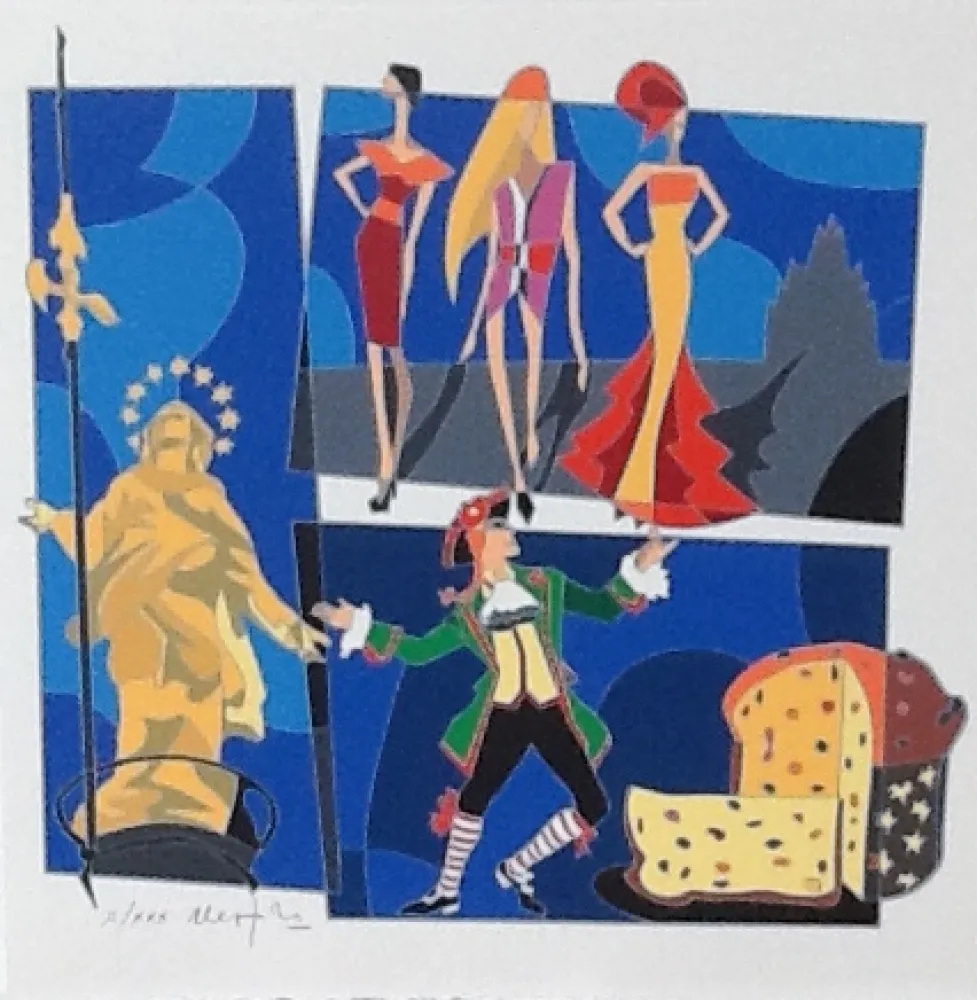 Zeefdruk Nespolo - Serigrafia tratta dalla cartella Milan l'è un gran Milan