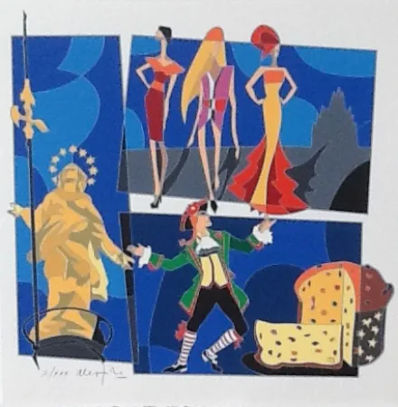 Zeefdruk Nespolo - Serigrafia tratta dalla cartella Milan l'è un gran Milan