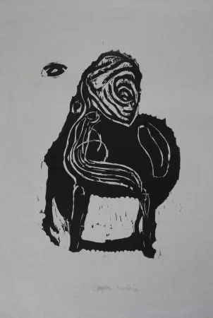 Houtsnede Nicolai - Im Inneren frisst das Helle das Dunkle I