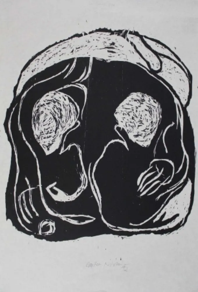 Houtsnede Nicolai - Im Inneren frisst das Helle das Dunkle II